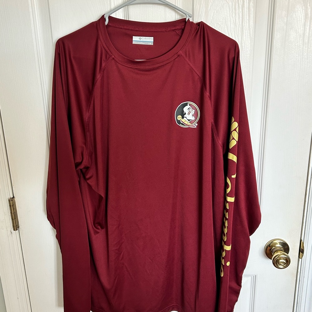 Florida state Seminoles Columbia Burgundy Long Sleeve Shirt with Logo